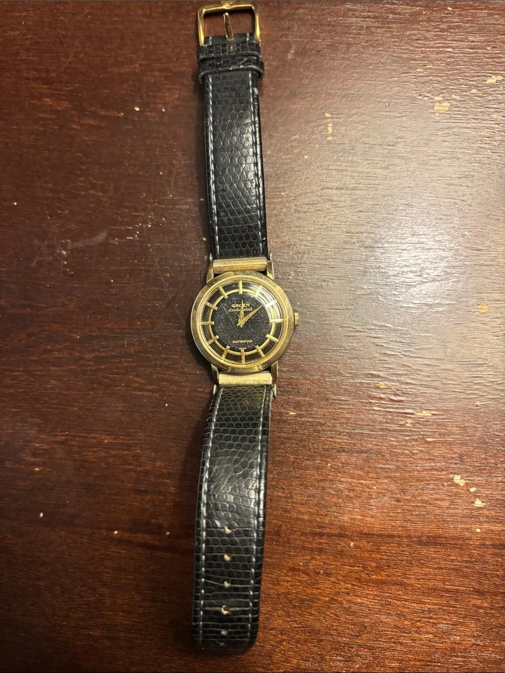 Bintange Groen Watch Gold-Tone Men's Dress Watch with Black Strap
